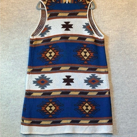 Aztec Southwestern Tribal Knit Vest Long Duster Sleeveless knit Cardigan size XL - Picture 7 of 10